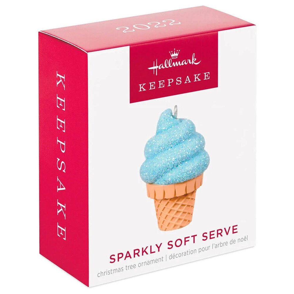 New! Ice Cream Cone Hallmark Keepsake Ornament 2022 Sparkly Soft Serve Miniature